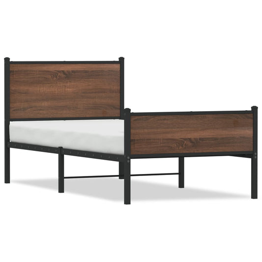 Metal Bed Frame without Mattress Brown Oak 80x200 cm Metal Bed Frame without Mattress Brown Oak 80x200 cm