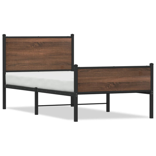 Metal Bed Frame without Mattress Brown Oak 90x200 cm Metal Bed Frame without Mattress Brown Oak 90x200 cm