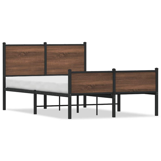 Metal Bed Frame without Mattress Brown Oak 120x190 cm Small Double Metal Bed Frame without Mattress Brown Oak 120x190 cm Small Double