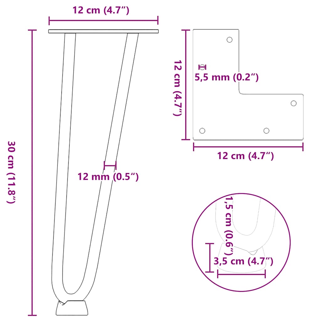 Hairpin Legs for Coffee Table 4 pcs Anthracite 30 cm Solid Steel
