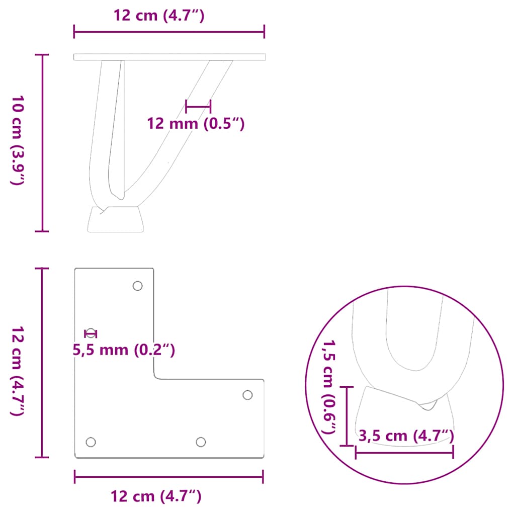 Hairpin Legs for Coffee Table 4 pcs Natural Steel 10 cm Solid Steel