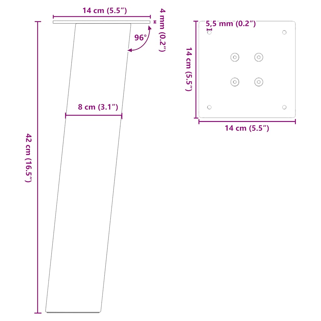 Coffee Table Legs 4 pcs Black 42 cm Steel