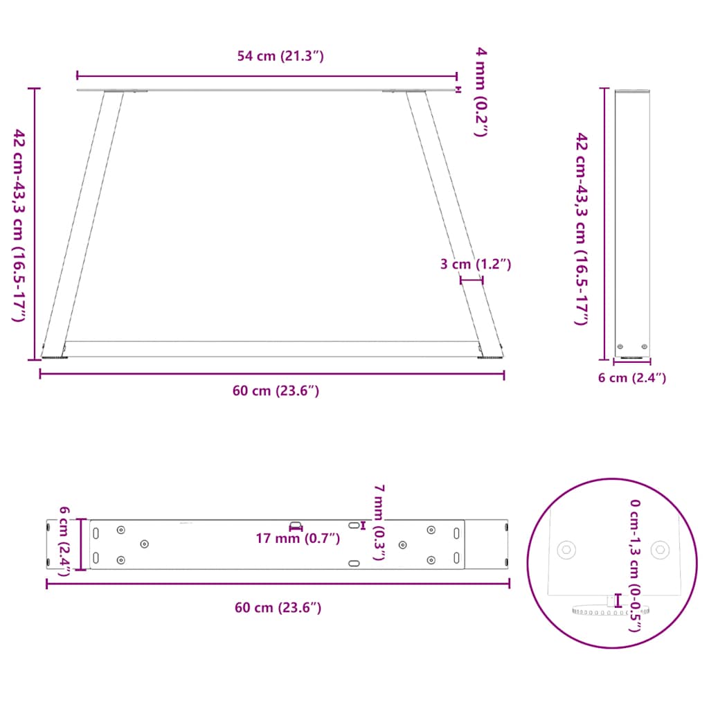 Coffee Table Legs V-Shape 2 pcs Anthracite 60x(42-43,3) cm Steel