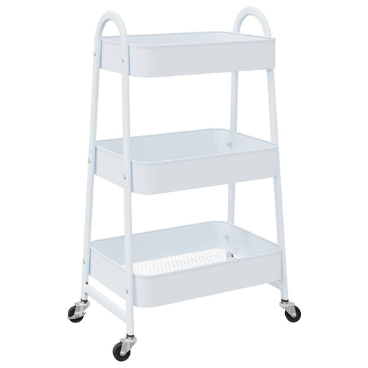 Storage Trolley 3-Tier White 42x41.5x77 cm Steel Storage Trolley 3-Tier White 42x41.5x77 cm Steel