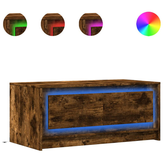 Coffee Table with LED Lights Smoked Oak Engineered Wood Coffee Table with LED Lights Smoked Oak Engineered Wood