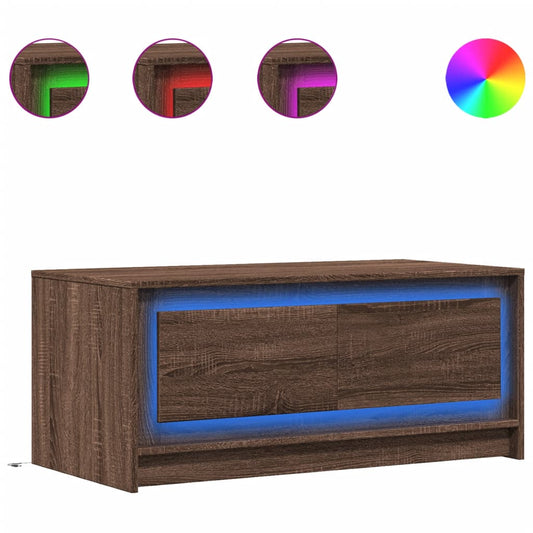 Coffee Table with LED Lights Brown Oak Engineered Wood Coffee Table with LED Lights Brown Oak Engineered Wood