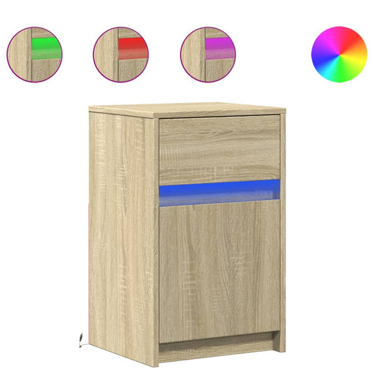 Bedside Cabinet with LED Lights Sonoma Oak Engineered Wood Bedside Cabinet with LED Lights Sonoma Oak Engineered Wood