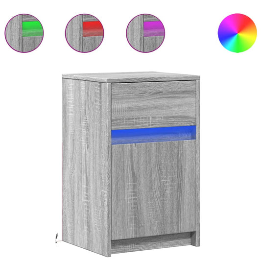 Bedside Cabinets with LED Lights 2 pcs Grey Sonoma Engineered Wood Bedside Cabinets with LED Lights 2 pcs Grey Sonoma Engineered Wood
