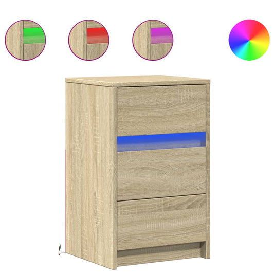 Bedside Cabinet with LED Lights Sonoma Oak Engineered Wood Bedside Cabinet with LED Lights Sonoma Oak Engineered Wood