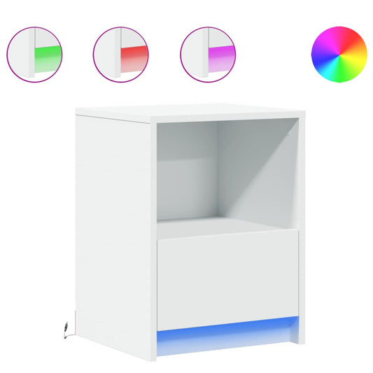Bedside Cabinets with LED Lights 2 pcs White Engineered Wood Bedside Cabinets with LED Lights 2 pcs White Engineered Wood