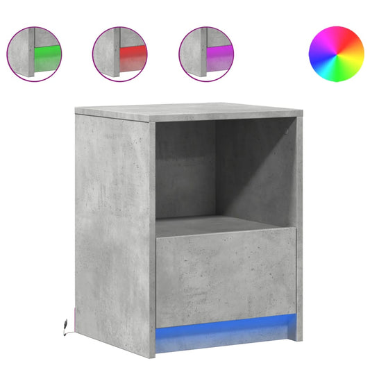 Bedside Cabinets with LED Lights 2 pcs Concrete Grey Bedside Cabinets with LED Lights 2 pcs Concrete Grey