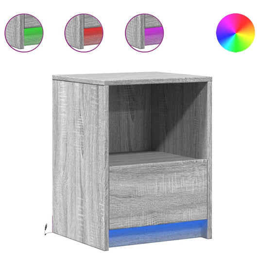Bedside Cabinets with LED Lights 2 pcs Grey Sonoma Engineered Wood Bedside Cabinets with LED Lights 2 pcs Grey Sonoma Engineered Wood