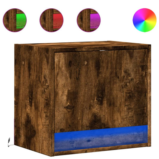 Wall-mounted Bedside Cabinets with LED Lights 2 pcs Smoked Oak Wall-mounted Bedside Cabinets with LED Lights 2 pcs Smoked Oak