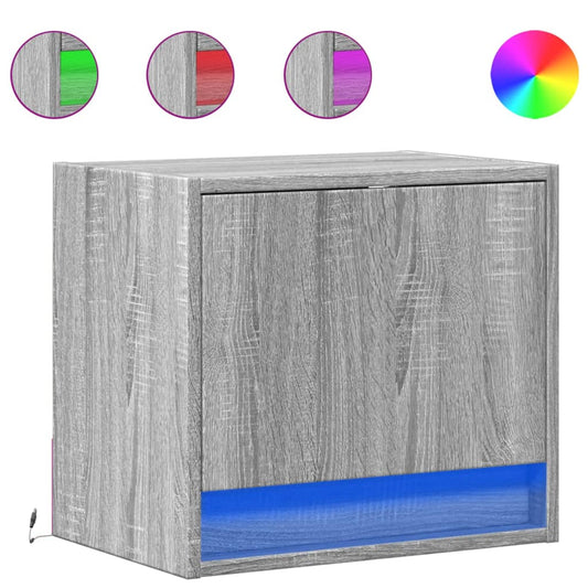 Wall-mounted Bedside Cabinets with LED Lights 2 pcs Grey Sonoma Wall-mounted Bedside Cabinets with LED Lights 2 pcs Grey Sonoma