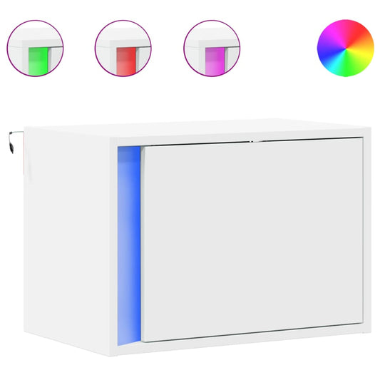 Wall-mounted Bedside Cabinets with LED Lights 2 pcs White Wall-mounted Bedside Cabinets with LED Lights 2 pcs White