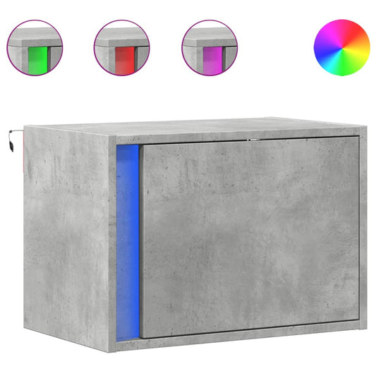 Wall-mounted Bedside Cabinets with LED 2 pcs Concrete Grey Wall-mounted Bedside Cabinets with LED 2 pcs Concrete Grey