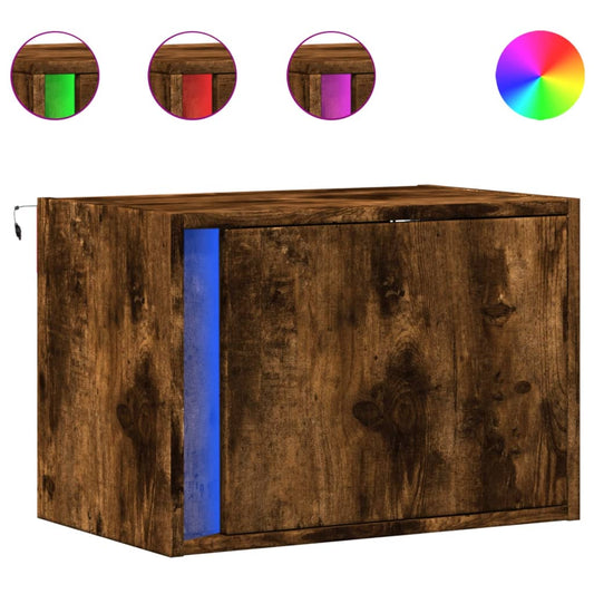Wall-mounted Bedside Cabinets with LED Lights 2 pcs Smoked Oak Wall-mounted Bedside Cabinets with LED Lights 2 pcs Smoked Oak