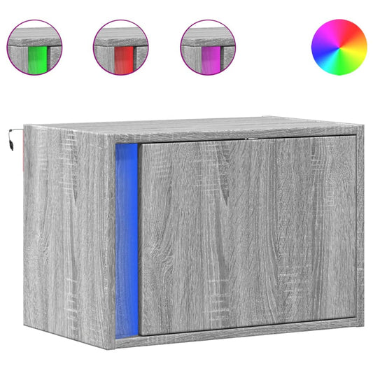 Wall-mounted Bedside Cabinets with LED Lights 2 pcs Grey Sonoma Wall-mounted Bedside Cabinets with LED Lights 2 pcs Grey Sonoma