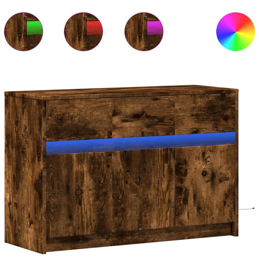TV Cabinet with LED Smoked Oak 91x34x61 cm Engineered Wood TV Cabinet with LED Smoked Oak 91x34x61 cm Engineered Wood
