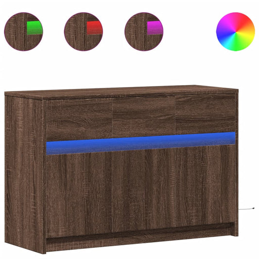 TV Cabinet with LED Brown Oak 91x34x61 cm Engineered Wood TV Cabinet with LED Brown Oak 91x34x61 cm Engineered Wood