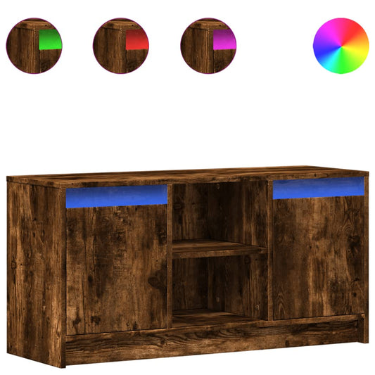 TV Cabinet with LED Smoked Oak 100x34x50 cm Engineered Wood TV Cabinet with LED Smoked Oak 100x34x50 cm Engineered Wood