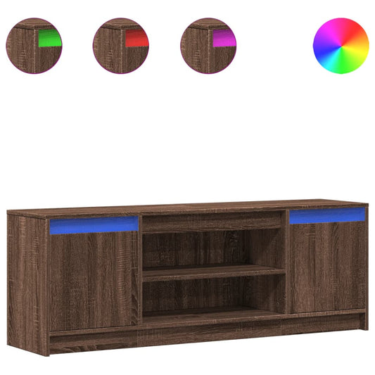 TV Cabinet with LED Brown Oak 139.5x34x50 cm Engineered Wood TV Cabinet with LED Brown Oak 139.5x34x50 cm Engineered Wood