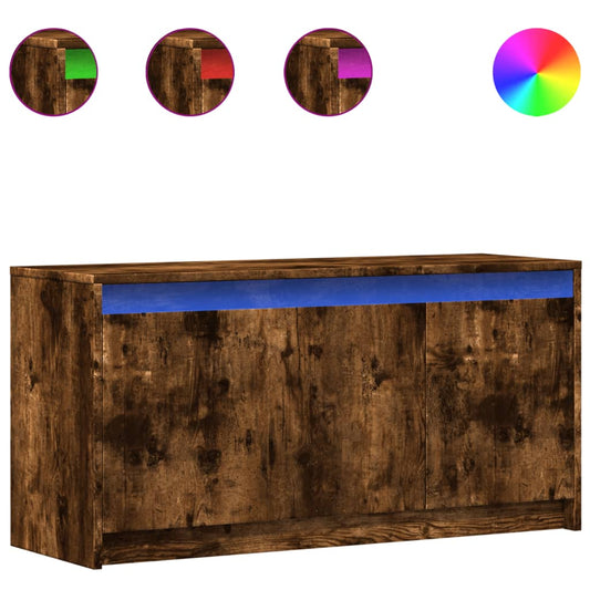 TV Cabinet with LED Smoked Oak 100x34x50 cm Engineered Wood TV Cabinet with LED Smoked Oak 100x34x50 cm Engineered Wood