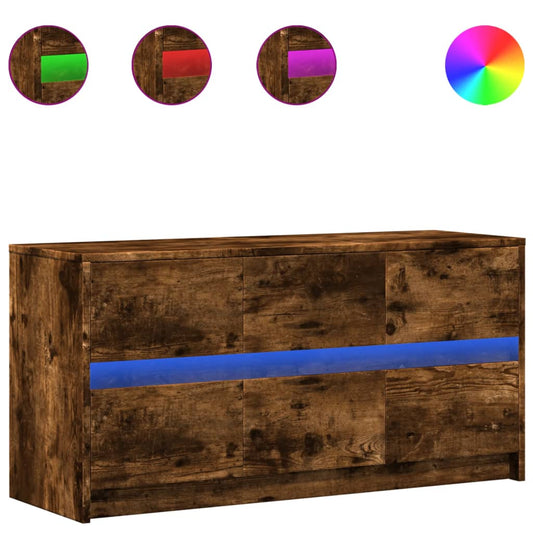 TV Cabinet with LED Smoked Oak 100x34x50 cm Engineered Wood TV Cabinet with LED Smoked Oak 100x34x50 cm Engineered Wood