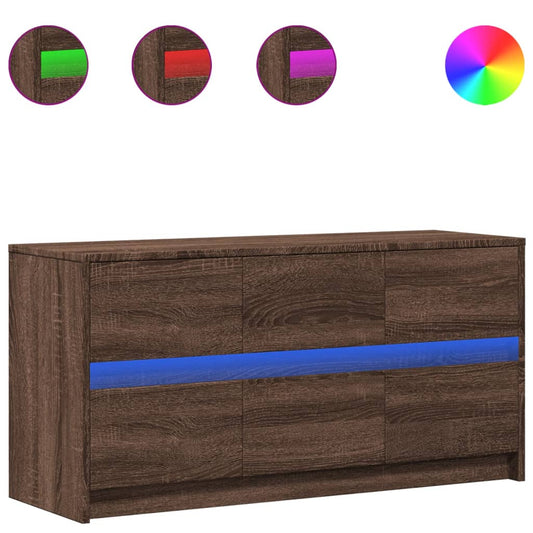 TV Cabinet with LED Brown Oak 100x34x50 cm Engineered Wood TV Cabinet with LED Brown Oak 100x34x50 cm Engineered Wood