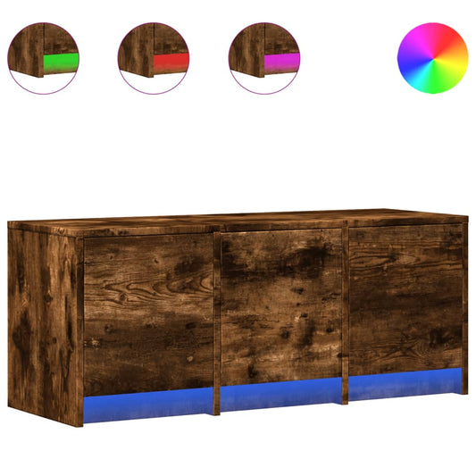 TV Cabinet with LED Smoked Oak 97x34x40 cm Engineered Wood TV Cabinet with LED Smoked Oak 97x34x40 cm Engineered Wood