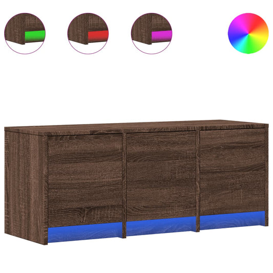 TV Cabinet with LED Brown Oak 97x34x40 cm Engineered Wood TV Cabinet with LED Brown Oak 97x34x40 cm Engineered Wood