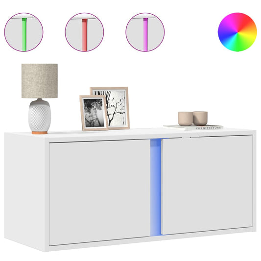 TV Wall Cabinet with LED Lights White 80x31x35 cm TV Wall Cabinet with LED Lights White 80x31x35 cm
