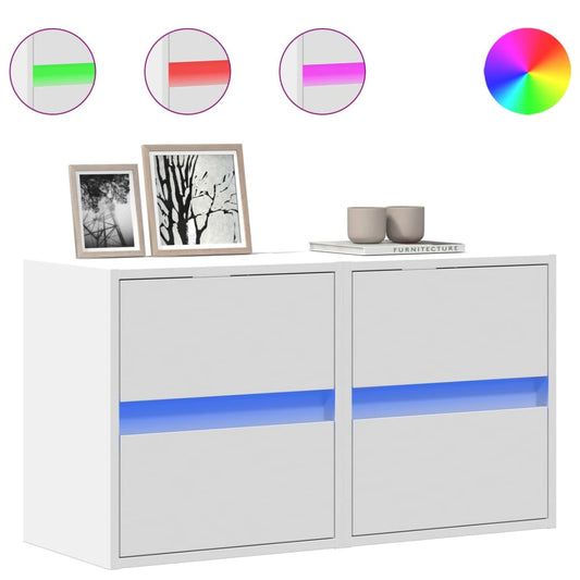 TV Wall Cabinets with LED Lights 2 pcs White 41x31x45 cm TV Wall Cabinets with LED Lights 2 pcs White 41x31x45 cm