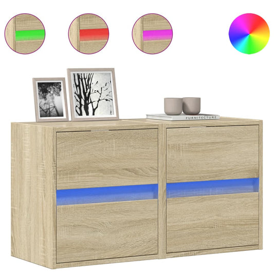 TV Wall Cabinets with LED Lights 2 pcs Sonoma Oak 41x31x45 cm TV Wall Cabinets with LED Lights 2 pcs Sonoma Oak 41x31x45 cm