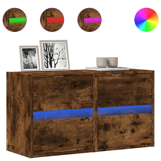 TV Wall Cabinets with LED Lights 2 pcs Smoked Oak 41x31x45 cm TV Wall Cabinets with LED Lights 2 pcs Smoked Oak 41x31x45 cm