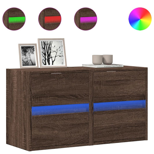 TV Wall Cabinets with LED Lights 2 pcs Brown Oak 41x31x45 cm TV Wall Cabinets with LED Lights 2 pcs Brown Oak 41x31x45 cm