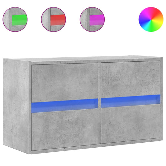 TV Wall Cabinet with LED Lights Concrete Grey 80x31x45 cm TV Wall Cabinet with LED Lights Concrete Grey 80x31x45 cm