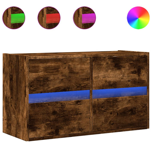 TV Wall Cabinet with LED Lights Smoked Oak 80x31x45 cm TV Wall Cabinet with LED Lights Smoked Oak 80x31x45 cm