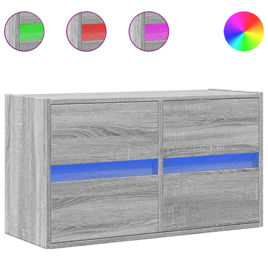 TV Wall Cabinet with LED Lights Grey Sonoma 80x31x45 cm TV Wall Cabinet with LED Lights Grey Sonoma 80x31x45 cm