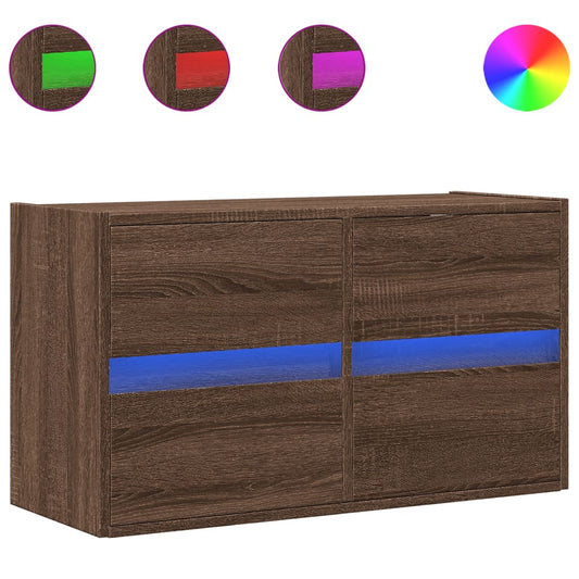 TV Wall Cabinet with LED Lights Brown Oak 80x31x45 cm TV Wall Cabinet with LED Lights Brown Oak 80x31x45 cm