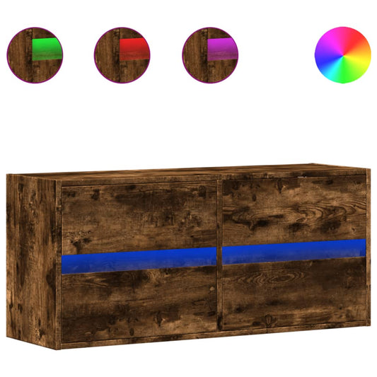 TV Wall Cabinet with LED Lights Smoked Oak 100x31x45 cm TV Wall Cabinet with LED Lights Smoked Oak 100x31x45 cm