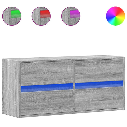 TV Wall Cabinet with LED Lights Grey Sonoma 100x31x45 cm TV Wall Cabinet with LED Lights Grey Sonoma 100x31x45 cm