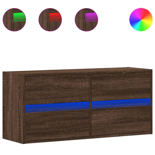 TV Wall Cabinet with LED Lights Brown Oak 100x31x45 cm TV Wall Cabinet with LED Lights Brown Oak 100x31x45 cm