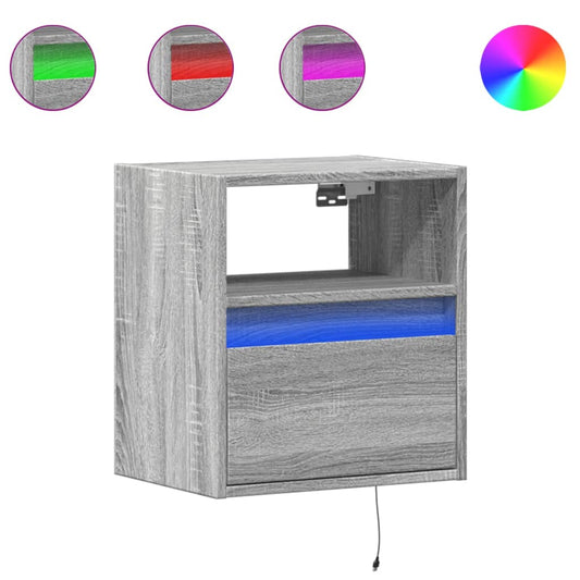 TV Wall Cabinets with LED Lights 2 pcs Grey Sonoma 41x31x45 cm TV Wall Cabinets with LED Lights 2 pcs Grey Sonoma 41x31x45 cm