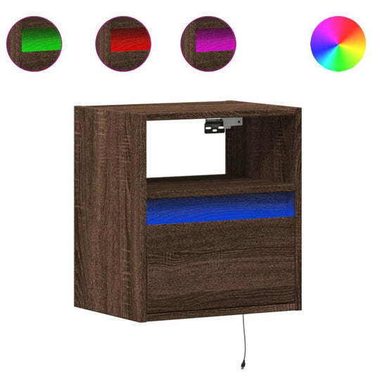 TV Wall Cabinets with LED Lights 2 pcs Brown Oak 41x31x45 cm TV Wall Cabinets with LED Lights 2 pcs Brown Oak 41x31x45 cm