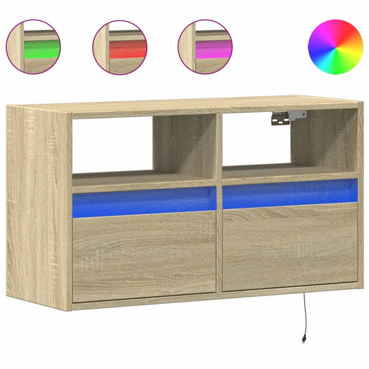 TV Wall Cabinet with LED Lights Sonoma Oak 80x31x45 cm TV Wall Cabinet with LED Lights Sonoma Oak 80x31x45 cm