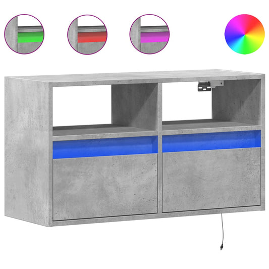 TV Wall Cabinet with LED Lights Concrete Grey 80x31x45 cm TV Wall Cabinet with LED Lights Concrete Grey 80x31x45 cm