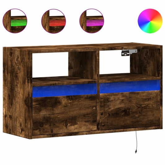 TV Wall Cabinet with LED Lights Smoked Oak 80x31x45 cm TV Wall Cabinet with LED Lights Smoked Oak 80x31x45 cm