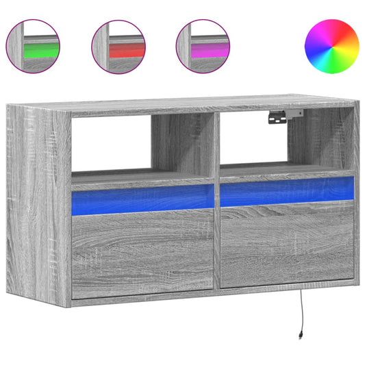 TV Wall Cabinet with LED Lights Grey Sonoma 80x31x45 cm TV Wall Cabinet with LED Lights Grey Sonoma 80x31x45 cm