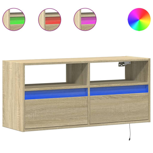 TV Wall Cabinet with LED Lights Sonoma Oak 100x31x45 cm TV Wall Cabinet with LED Lights Sonoma Oak 100x31x45 cm